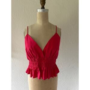 SIM & SAM | Spaghetti Strap Ruffle Crop Top NEW Size XL Pink Barbiecore Festival